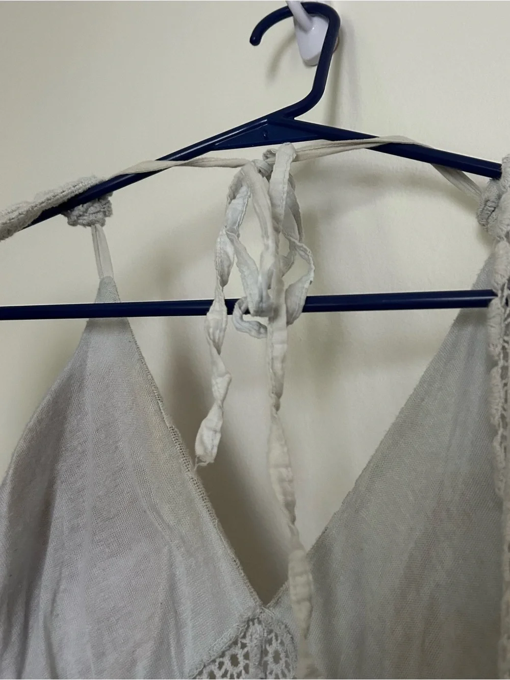 Grey/Blue Lace Halter Backless Dress - Picture 7 of 7